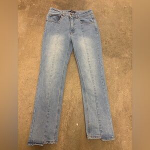 Cavalli Class Light Blue Straight Leg Jeans asymmetric hem